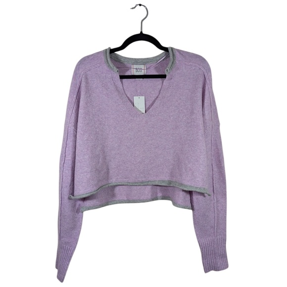 Urban Outfitters Lilac Purple Oversized Cropped V-Neck Sweater Size L - Picture 1 of 4